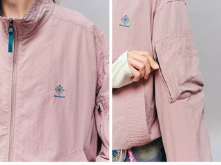 [Monterest] Water-Resistant Contrast Collar Zip Jacket