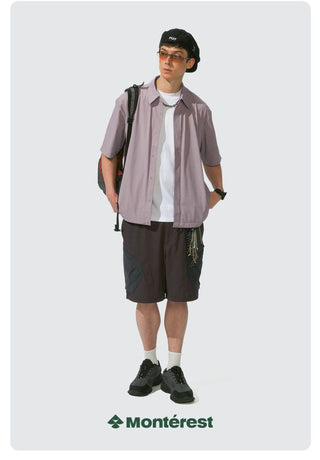 [Monterest] Arc Seam Short Sleeve Layered Shirt