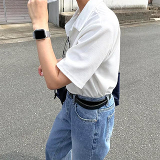 minimal open collar tee