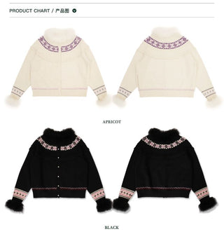 [Moromoro2] Pearl Snowflake Fair Isle Knit  Sweater