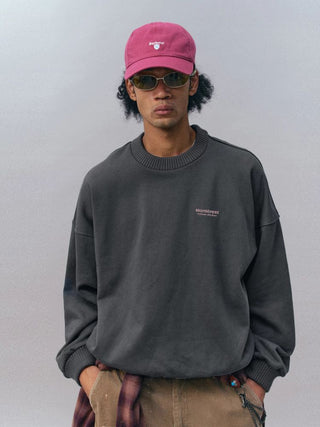 [Monterest] Fleece-Lined Logo Print Crewneck Sweatshirt