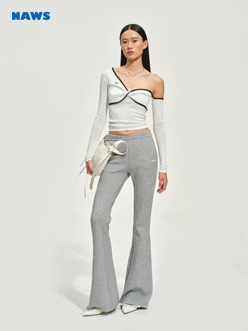 [NOTAWEAR] Twist Front Off-Shoulder Knit  Top