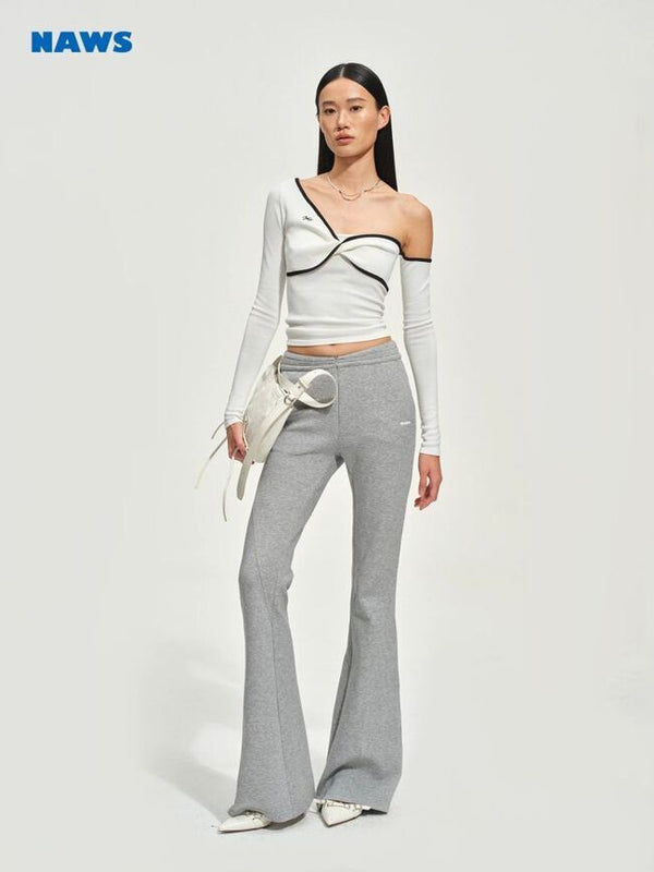 [NOTAWEAR] Twist Front Off-Shoulder Knit  Top