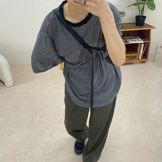 Striped oversized short-sleeved T-shirt