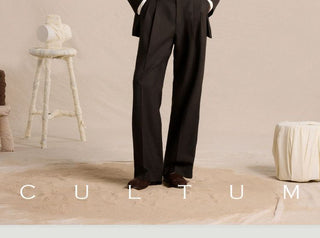 [CULTUM] Wool Blend Pleated Flare Trousers