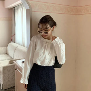 Pintuck lace blouse