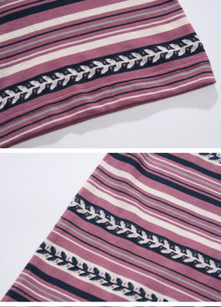 [Monterest] Cotton Totem Stripe Embroidered Tee
