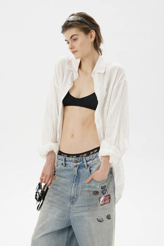 [MASONPRINCE] Breathable Linen Raw Edge Oversized Shirt