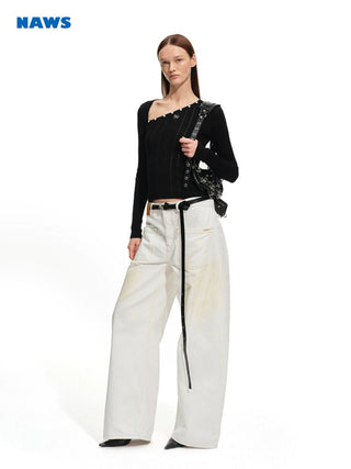 [NOTAWEAR] Wash Twill Denim Wide-Leg Pants