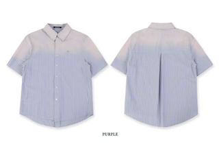 [moromoro2] Gradient Striped Short Sleeve  Shirt