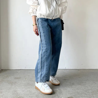 Side fringe denim pants