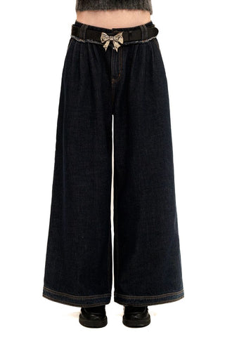 [Moromoro2] Frayed Waistband Wide Leg Jeans