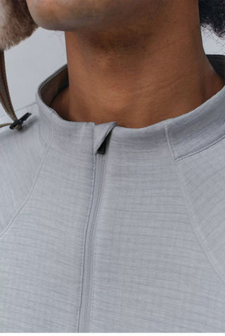 [Monterest] 3A Antibacterial Grid Fleece Half-Zip Tee