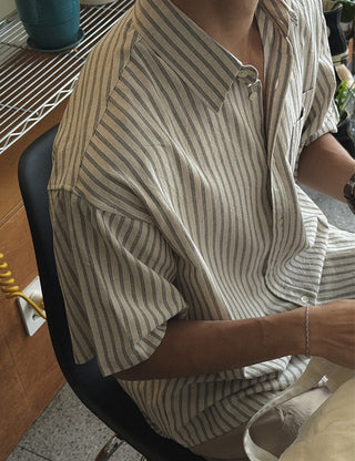 Oat Stripe Short Sleeve Shirt (3 colors)