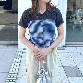 Button-up striped bustier