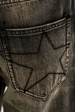 [Moromoro2] Star Plaid Patchwork Wide Leg  Jeans