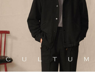[CULTUM] Knit Collar Snap Button Jacket
