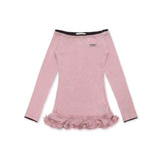 [Moromoro2] Off-Shoulder Ruffle Hem Long Sleeve  Top