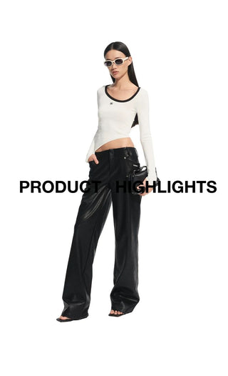 [NOTAWEAR] Matte Faux Leather Straight Leg  Pants