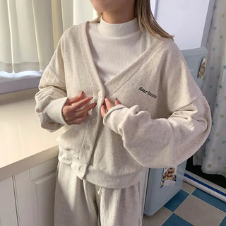 V-neck cotton cardigan