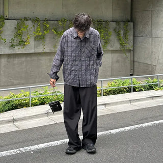 Cotton check long-sleeved shirt