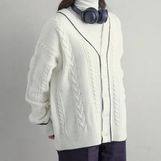 Cable knit unisex cardigan