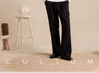 [CULTUM] Cotton Henley Neck Relaxed Knit Top