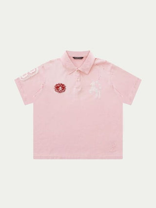 [MASONPRINCE] Heavyweight Henley Polo with Embroidery