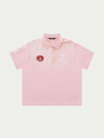 [MASONPRINCE] Heavyweight Henley Polo with Embroidery