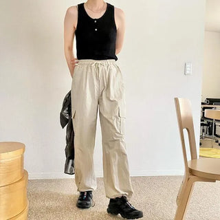 Ribbed button tank top
