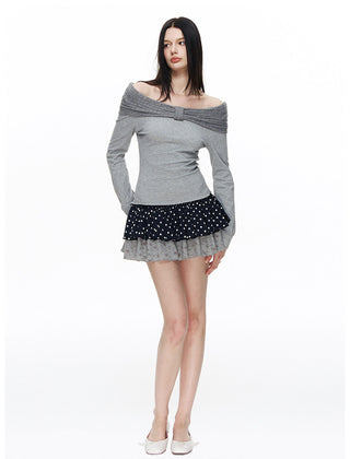 [NECY] Floral Dot Patchwork Cake Skirt (2ver)