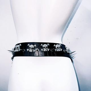 Skull applique metal chain belt  | Festival Outfits Women