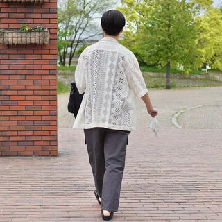 Lace half-sleeve shirt