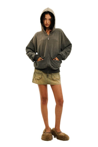 [Moromoro2] Contrast Striped Hooded Cardigan  Set