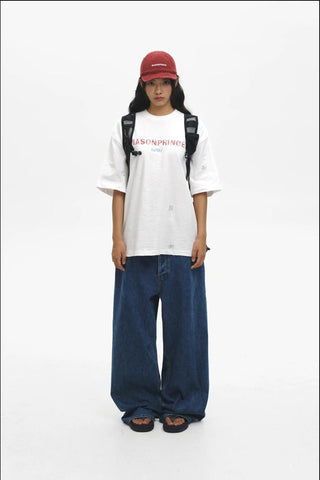 [MASONPRINCE] Slub Cotton Distressed Logo Tee