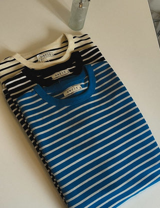 High-density 16-count striped long-sleeve tee (4 colors, M~XL)
