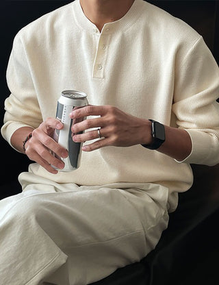 Henley neck washable hazzi knit (high Q)