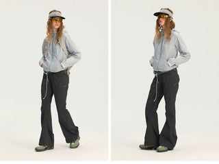 [Monterest] Water-Resistant Textured Flare Pants