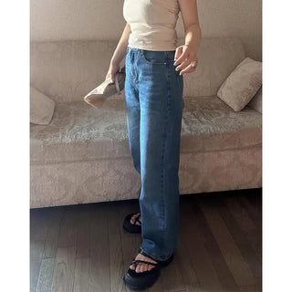 Straight denim pants