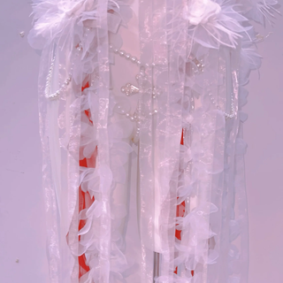 Beaded flower applique slit tube midi dress