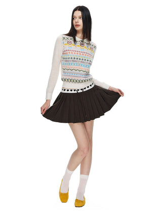 [NECY] Love Waistband Pleated Mini Skirt (2color)