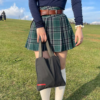 Checked pleated mini skirt