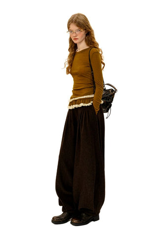 [Moromoro2] Wool Pleated Tapered Wide Pants