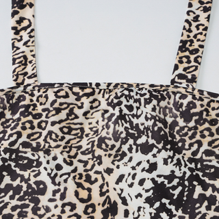 Leopard print halter self tie square neck top