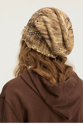 [Monterest] Starfish Print Distressed Knit Beanie