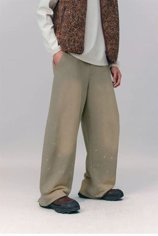 [Monterest] Washed Splatter Fleece-Lined Straight Pants