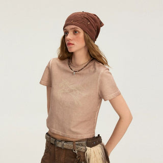 [Monterest] Unicorn Print Slim Fit Cropped Tee