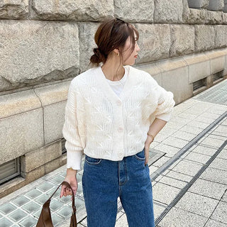 Waffle Cable Knit Cardigan