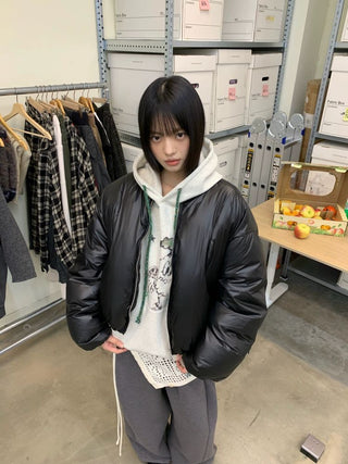 [NEVERSEEZ] Cropped Puffer Down Jacket