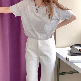 Cropped short-sleeved knit